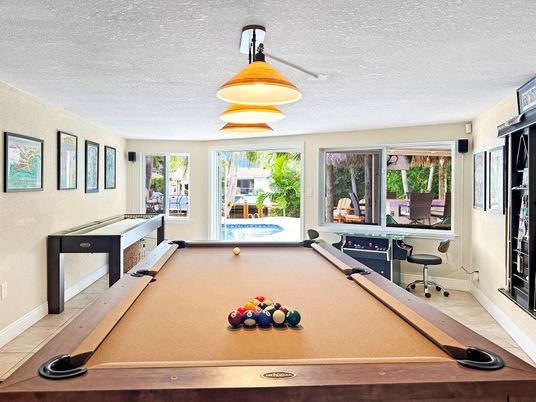 Billiard Table, Game Room, Interior, Pendant Lights