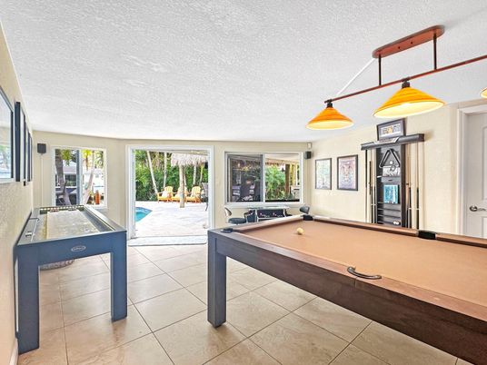 Billiard Table, Game Room, Interior, Pendant Lights