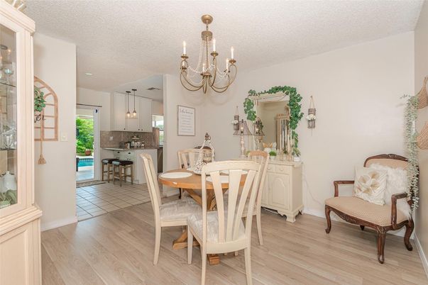 Chandelier, Dining room, Interior, Pendant Lights, Wood Texture Flooring