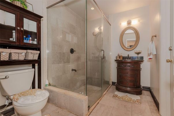 Bathroom, Glass Shower, Interior, Recessed Lighting