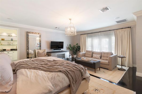 Bedroom, Chandelier, Interior, Recessed Lighting