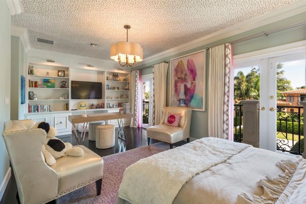 Bedroom, Chandelier, Home Office, Interior, Wood Texture Flooring