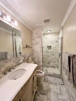 Bathroom, Glass Shower, Interior, Recessed Lighting