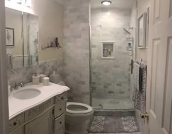 Bathroom, Glass Shower, Interior, Recessed Lighting