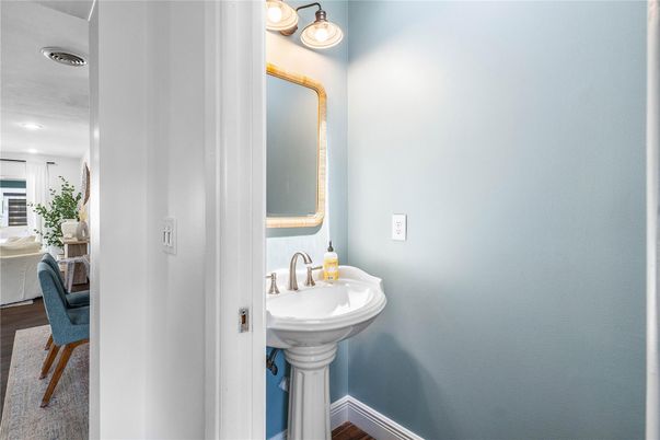 Bathroom, Interior, Recessed Lighting, Wood Texture Flooring