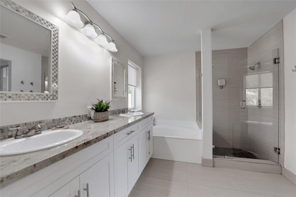 Bathroom, Dual Sink Vanities, Glass Shower, Interior