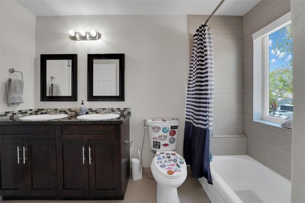 Bathroom, Dual Sink Vanities, Interior, Wood Texture Flooring