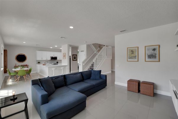 Dining room, Interior, Kitchen, Living room, Recessed Lighting