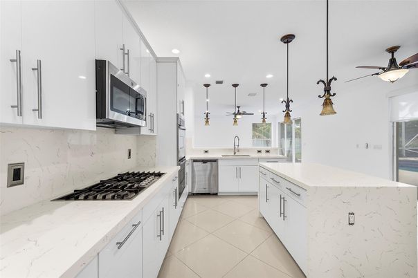 Interior, Kitchen, Pendant Lights, Recessed Lighting, Stainless Steel Appliances