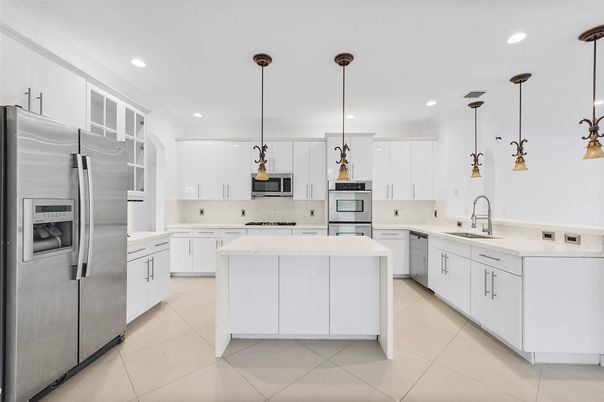 Interior, Kitchen, Pendant Lights, Recessed Lighting, Stainless Steel Appliances