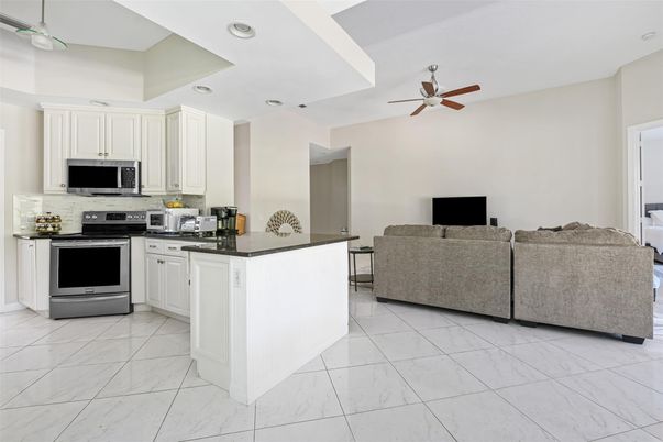 Interior, Kitchen, Living room, Marble, Recessed Lighting
