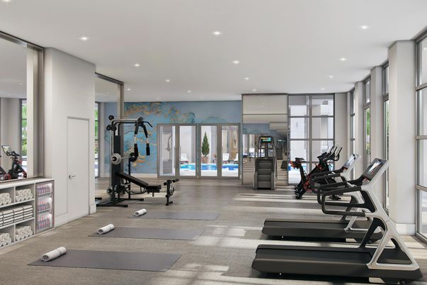 Fitness Equipment, Gym, Interior, Recessed Lighting