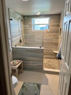 Bathroom, Glass Shower, Interior, Recessed Lighting
