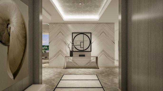 Interior, Marble Walls, Recessed Lighting