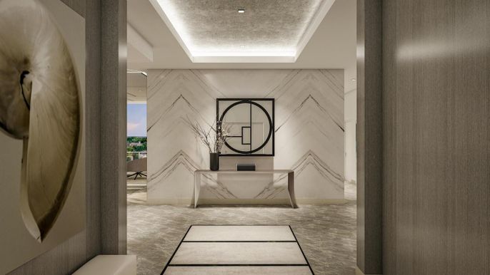Interior, Marble Walls, Recessed Lighting