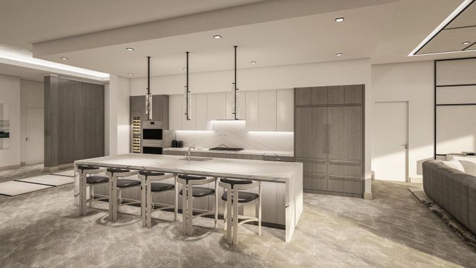 Interior, Kitchen, Pendant Lights, Recessed Lighting, Stainless Steel Appliances
