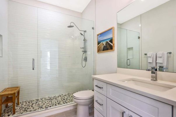 Bathroom, Glass Shower, Interior, Recessed Lighting