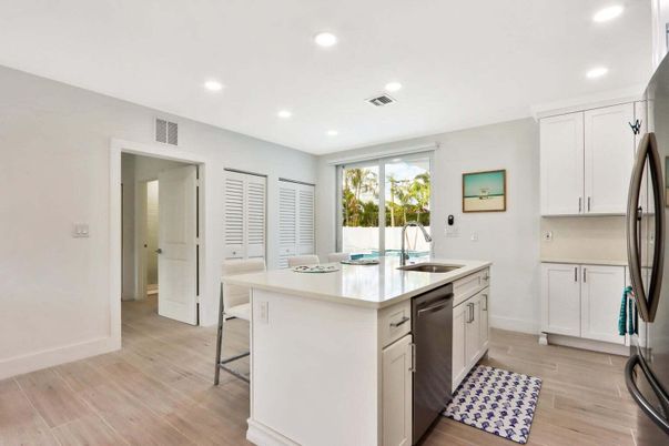 Interior, Kitchen, Recessed Lighting, Wood Texture Flooring