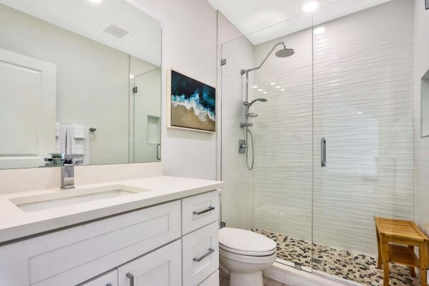 Bathroom, Glass Shower, Interior, Recessed Lighting