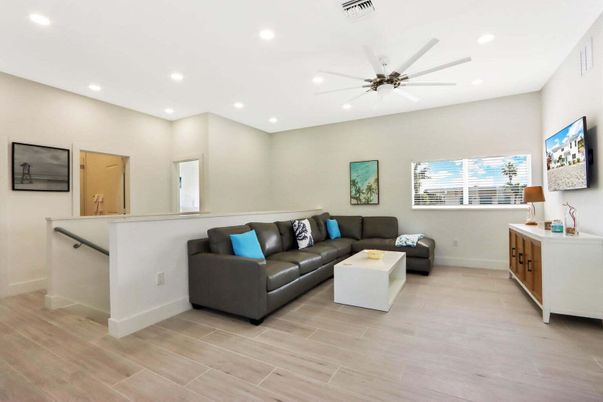 Interior, Living room, Recessed Lighting, Wood Texture Flooring
