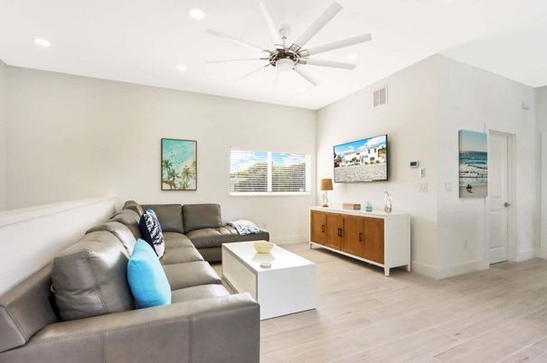 Interior, Living room, Recessed Lighting, Wood Texture Flooring