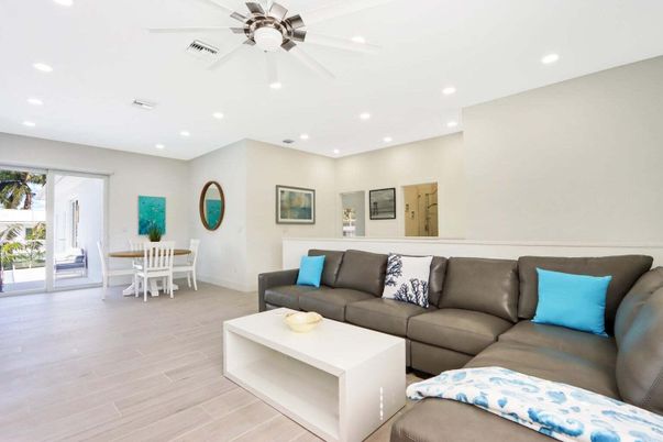 Dining room, Interior, Living room, Recessed Lighting, Wood Texture Flooring