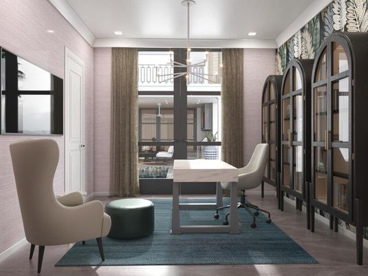Home Office, Interior, Pendant Lights, Recessed Lighting