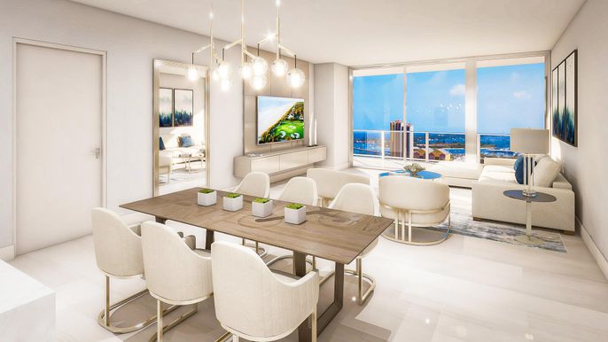 Dining room, Interior, Living room, Pendant Lights, Water
