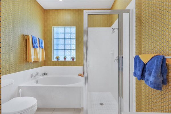 Bathroom, Glass Shower, Interior, Recessed Lighting