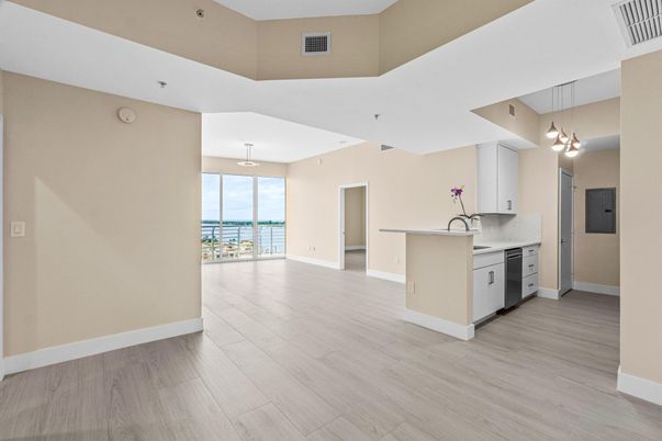 Interior, Kitchen, Pendant Lights, Water, Wood Texture Flooring