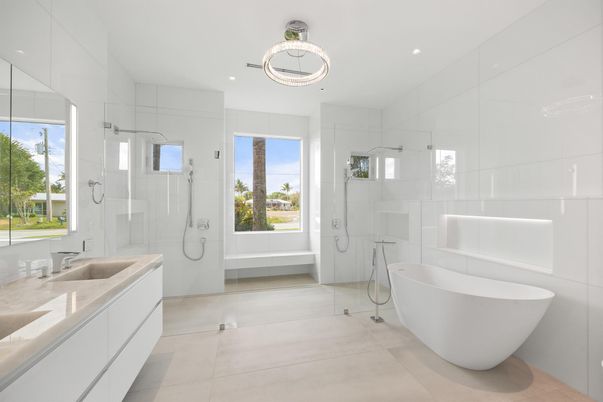 Bathroom, Dual Sink Vanities, Free Standing Baths, Glass Shower, Interior, Recessed Lighting