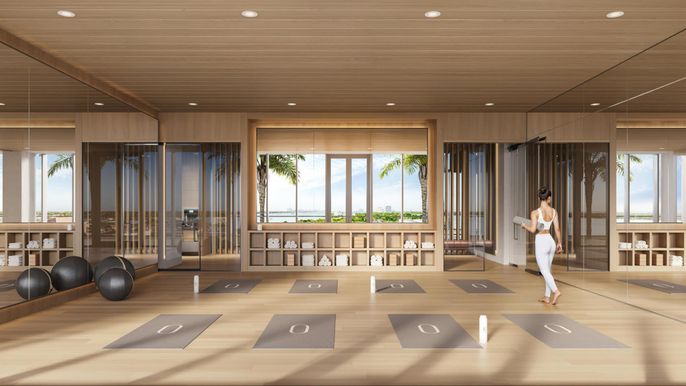 Fitness Equipment, Interior, Recessed Lighting, Wood Texture Flooring