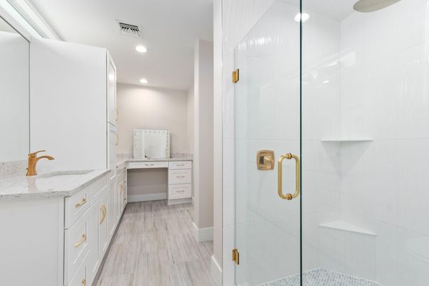 Bathroom, Glass Shower, Interior, Recessed Lighting