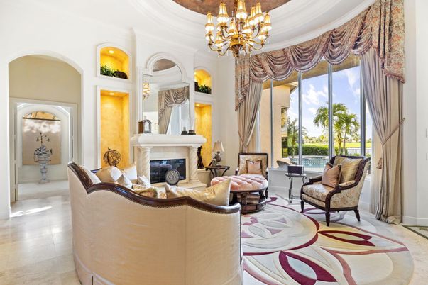 Chandelier, Fireplace, Interior, Living room