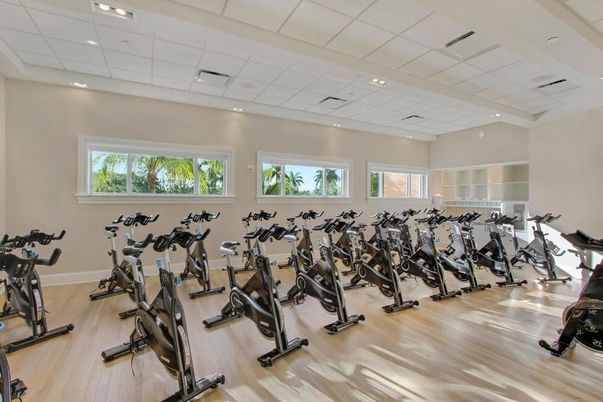 Fitness Equipment, Gym, Interior, Recessed Lighting, Wood Texture Flooring