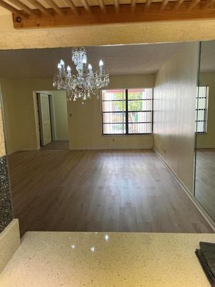 Chandelier, Empty room, Interior, Wooden Beams, Wood Texture Flooring