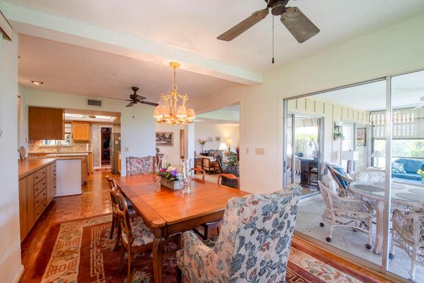 Chandelier, Dining room, Interior, Kitchen, Recessed Lighting, Wood Texture Flooring