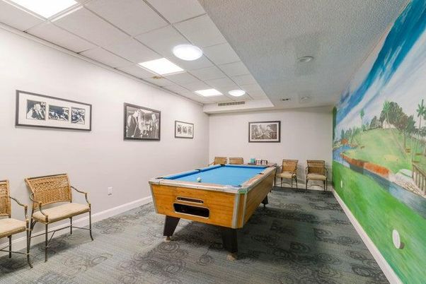 Billiard Table, Game Room, Interior, Recessed Lighting