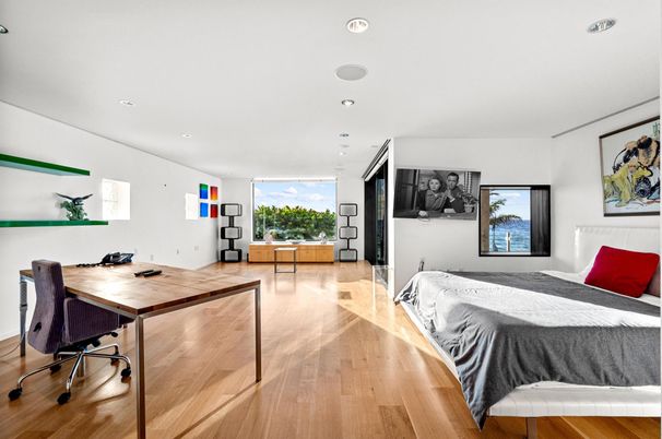 Bedroom, Home Office, Interior, Recessed Lighting, Wood Texture Flooring