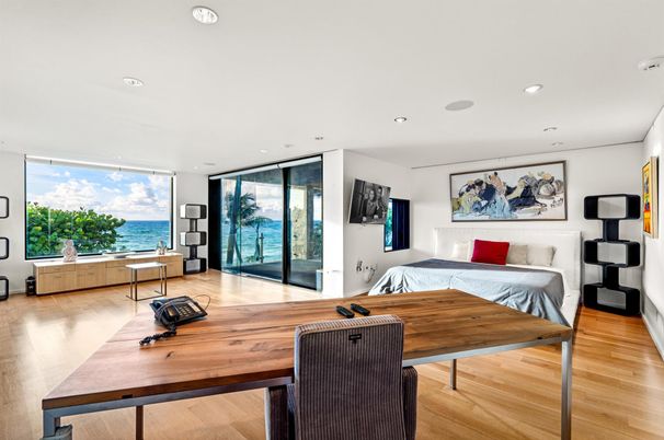 Bedroom, Home Office, Interior, Recessed Lighting, Water, Wood Texture Flooring