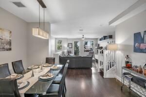 Dining room, Interior, Living room, Pendant Lights, Wood Texture Flooring