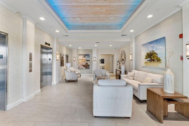 Elevator, Interior, Living room, Recessed Lighting, Wooden Ceilings