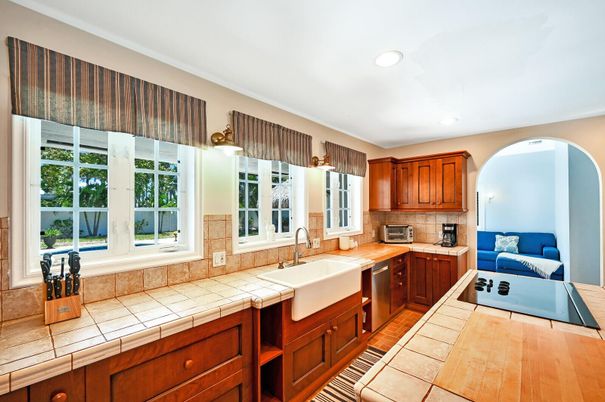 Interior, Kitchen, Recessed Lighting, Tile Countertops