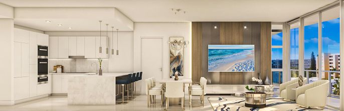 Dining room, Interior, Kitchen, Pendant Lights, Recessed Lighting, Water