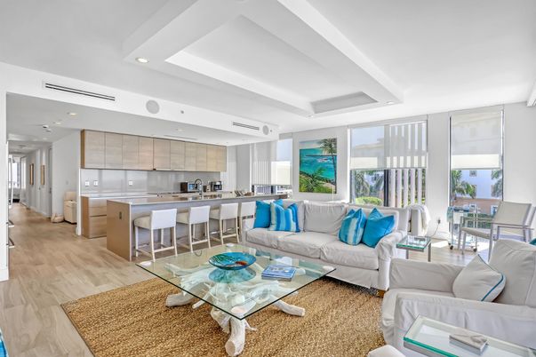 Interior, Kitchen, Living room, Recessed Lighting, Stainless Steel Appliances, Wood Texture Flooring