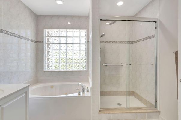 Bathroom, Glass Shower, Interior, Recessed Lighting