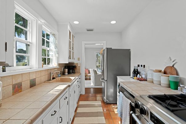 Interior, Kitchen, Recessed Lighting, Tile Countertops