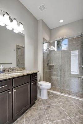 Bathroom, Glass Shower, Interior, Recessed Lighting