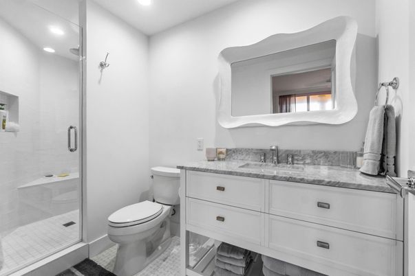 Bathroom, Glass Shower, Interior, Recessed Lighting
