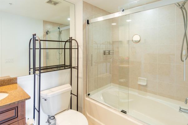 Bathroom, Glass Shower, Interior, Recessed Lighting